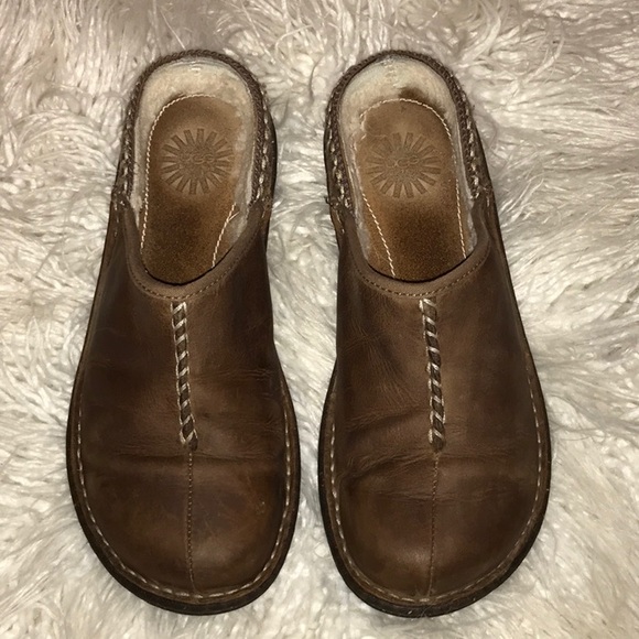 UGG Shoes - Ugg mules clogs size 7 leather